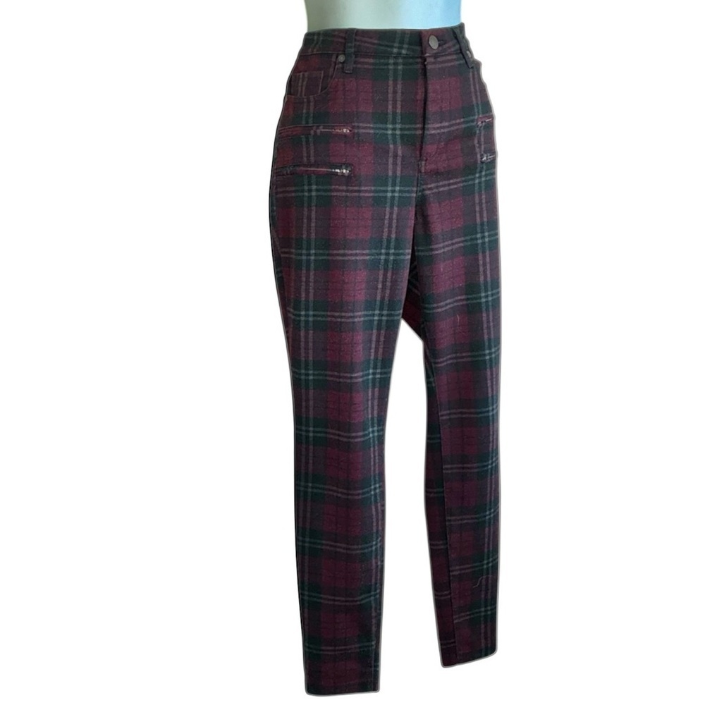 Blank NYC Pants, Women's 29, Maroon & Black Plaid, "The Bond" Skinny Midrise EUC